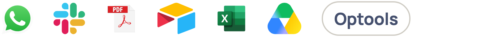 Las 7 herramientas de hoy: WhatsApp, Slack, PDF, Airtable, Excel, Google Drive y Optools